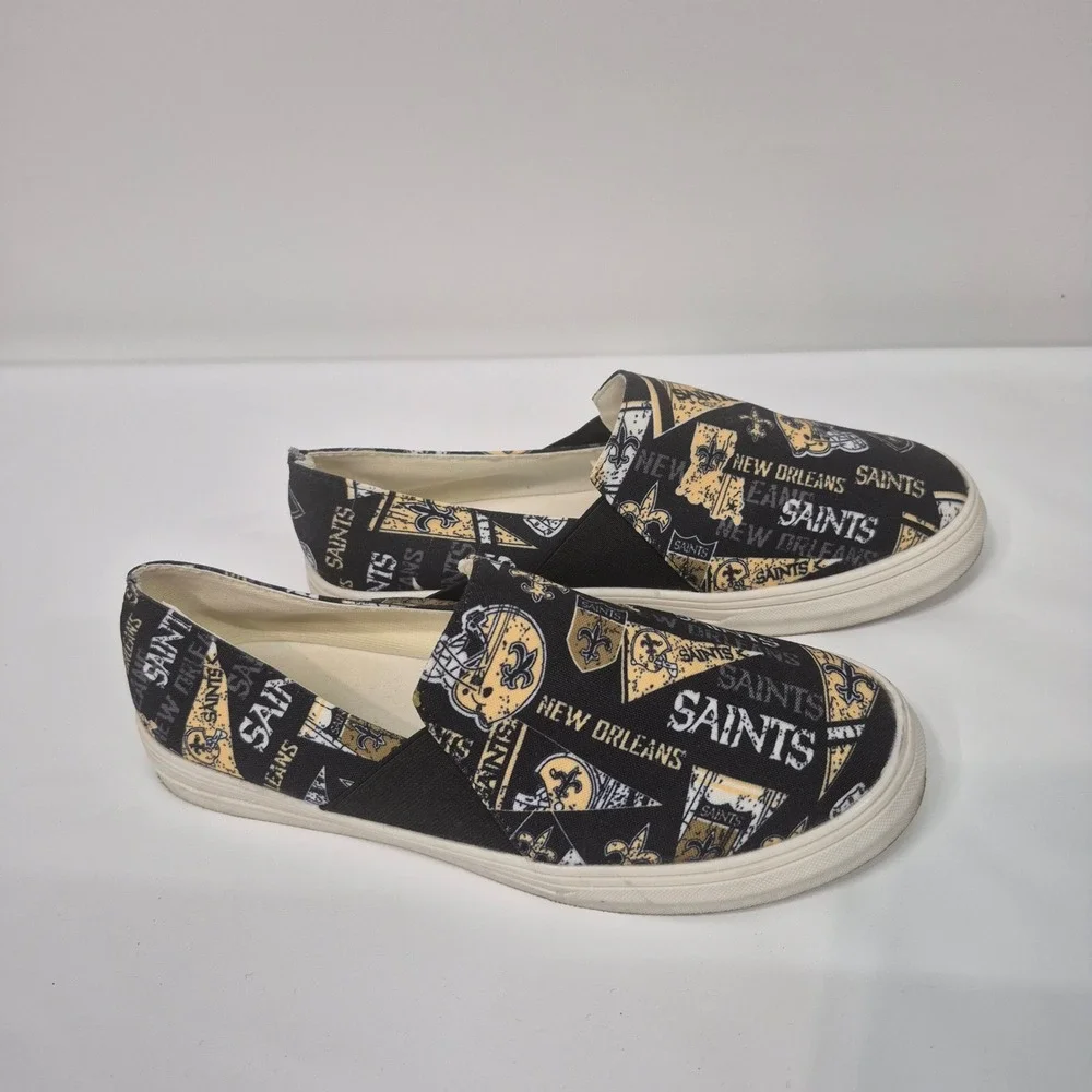 Unbranded New Orleans Saints Slip On Sneakers Womens 10‎ Black Gold Good